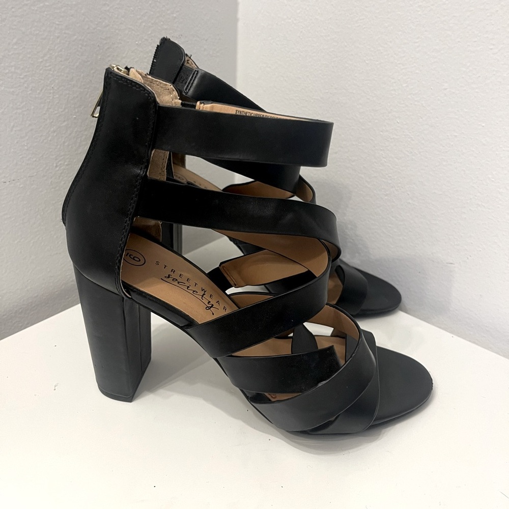 Black strappy heels